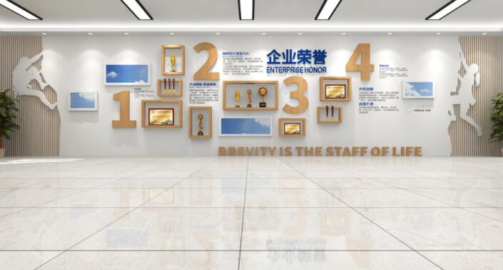企業(yè)文化墻排版設(shè)計圖片(圖2) 勇攀高峰榮譽展示企業(yè)榮譽榜文化墻排版設(shè)計